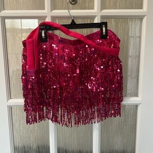 Hot Pink Sequin Wrap Hip Scarf